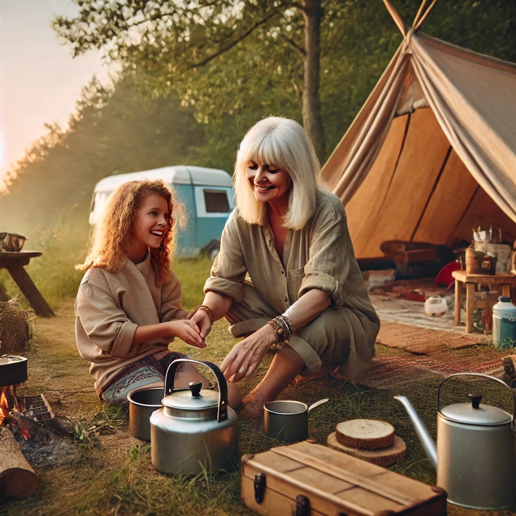 Mother's Day gift for daughter: Linda and her daughter mom on a camping trip.