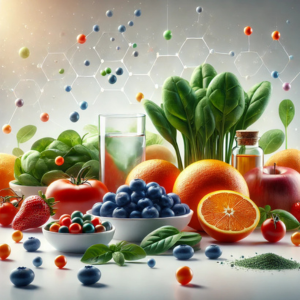 Antioxidants from fresh fruits and supplements protect the body and skin from oxidative stress.