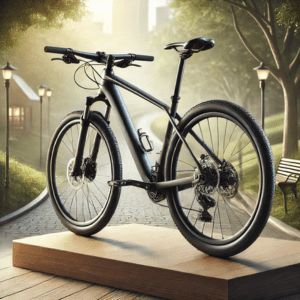 How to Choose the Right Hybrid Bike: Close-up of a versatile hybrid bike in an outdoor setting.