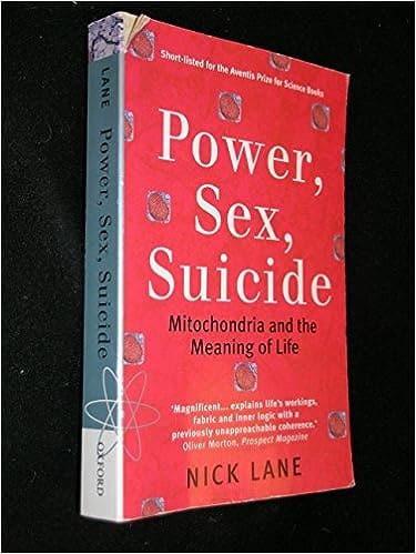 Cover of the book 'Power, Sex, Suicide: Mitochondria and the Meaning of Life' by Nick Lane, featuring abstract cellular imagery. This enlightening read is a recommended resource for understanding cellular processes, such as anaerobic respiration, in our featured blog post 'Unlock Nature's Secrets: 6 Stunning Anaerobic Respiration Examples'.