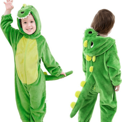 Cute baby wearing LOLANTA fleece dragon romper, a fiery choice for Baby Halloween Outfits. Green scaly costume with adorable wings, spikes, and tail, perfect for infants and toddlers ready to breathe imaginary fire.