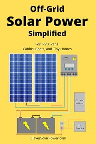 Cover image of the book 'Off Grid Solar Power Simplified: For RVs, Vans, Cabins, Boats, and Tiny Homes' by Nick Seghers, a comprehensive guide on harnessing solar energy for off-grid living, particularly relevant to Edmonton's climate and energy needs