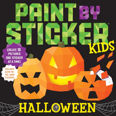 Paint by Sticker Kids: Halloween lets kids create 10 fun Halloween-themed pictures using glow-in-the-dark stickers, making this a perfect interactive Halloween books for kids.