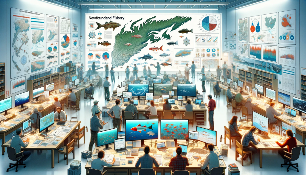 Informative scene visualizing diverse educational resources for the Newfoundland Fishery blog post.