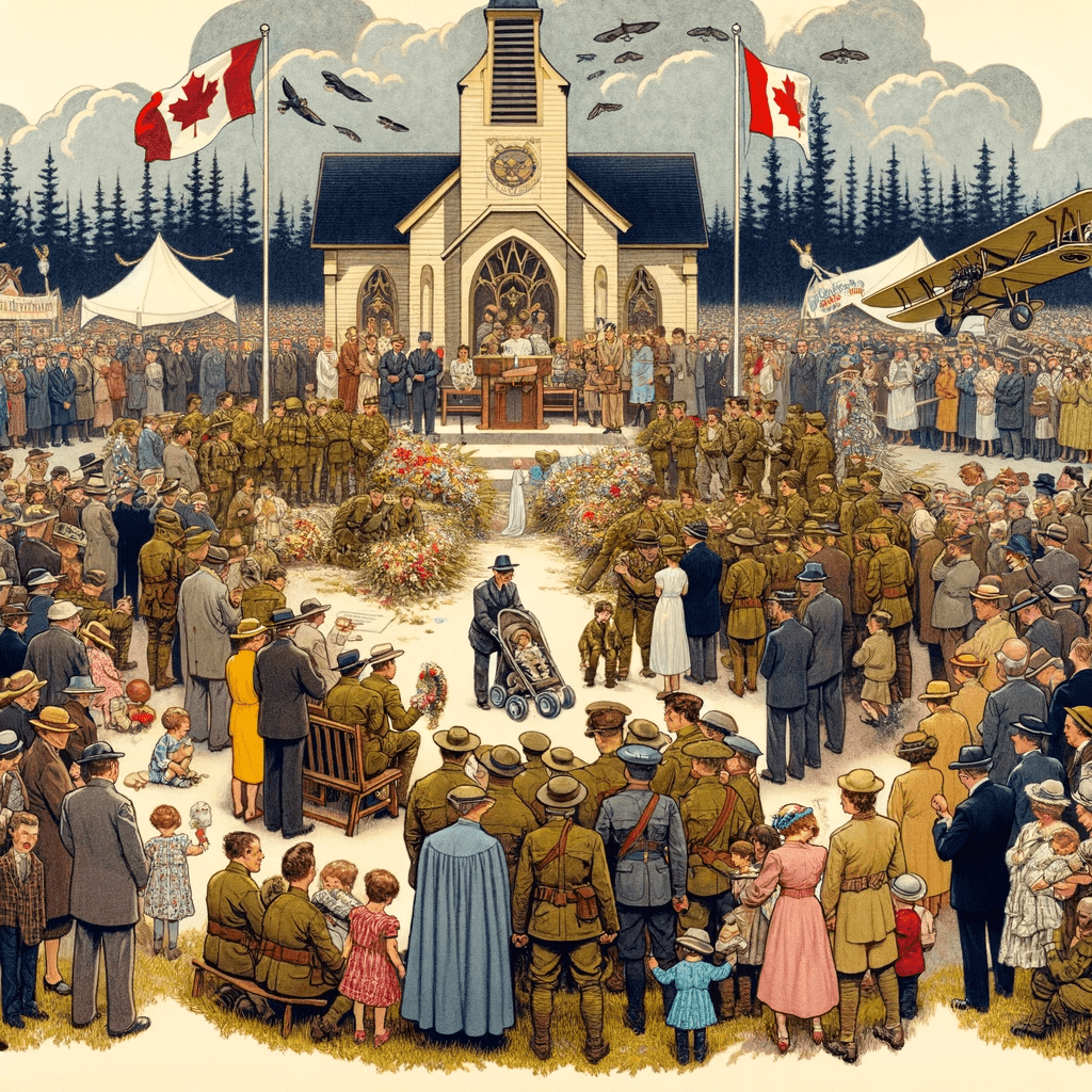 Illustration of post-WWI Father's Day in Canada, honoring veterans and new fathers.