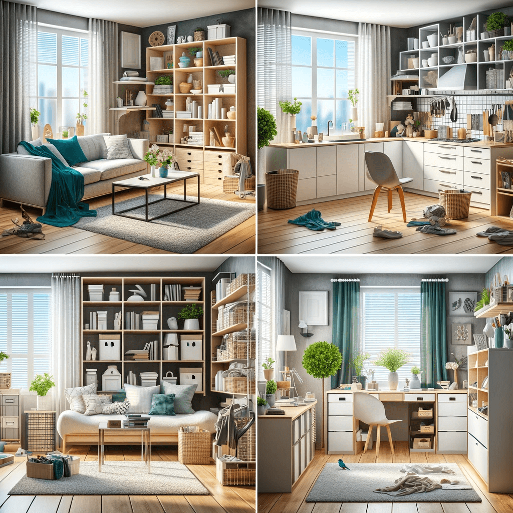 A beautifully arranged and clutter-free home interior, showcasing the advantages of hiring an excellent home organization service. The image, perfect as a feature for the blog post titled 'Great Tips In Find a Home Organization Near Me', highlights a neat and aesthetically pleasing living space with well-organized furniture, decor, and storage solutions. Key elements such as an orderly bookshelf, a clean and spacious living area, and an inviting ambiance are visible, embodying the essence of 'home organization near me'.