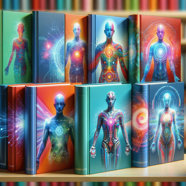 DALL·E-2024-01-14-08.47.35-A-dynamic-and-colorful-display-of-books-on-a-shelf-each-representing-the-concept-of-virtual-health-assistants.-The-book-covers-show-imaginative-desig