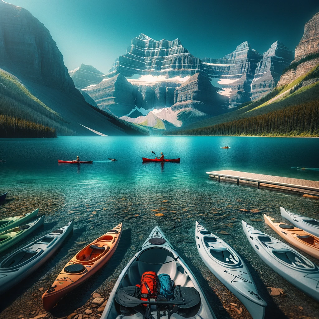 A serene view of Cameron Lake with clear waters and Akamina Ridge in the background.