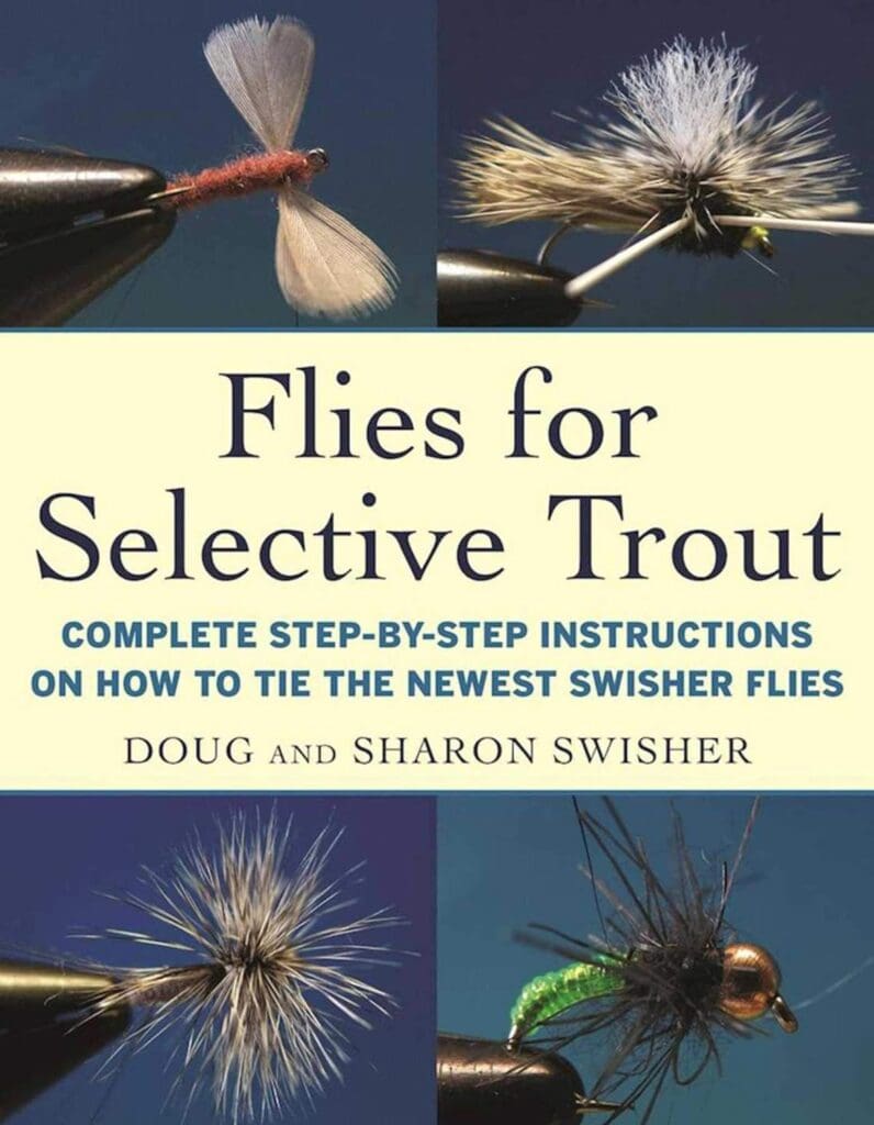 Book cover of 'Flies for Selective Trout,' featuring new Swisher Emerger flies. Shop now.