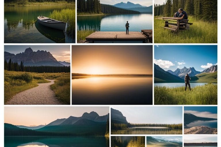 Collage of Alberta's stunning landscapes and serene lakes showcasing natural beauty.