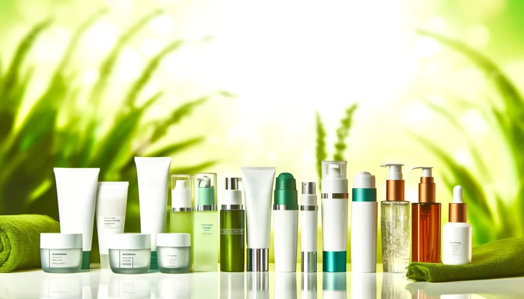 Anti-Aging Skin Care Routine 40s products arranged neatly with a fresh, vibrant background.