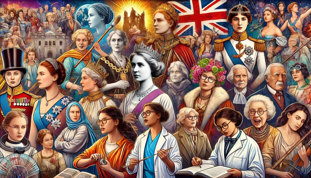 A vivid collage depicting influential women in history, showcasing their strength and perseverance.