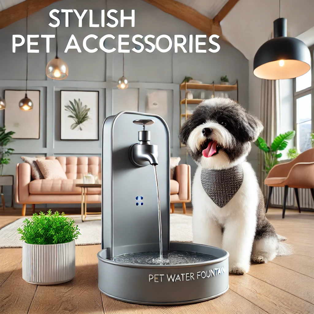 Pet water fountain in a chic home, a stylish pet accessory and cool thing to buy on Amazon.