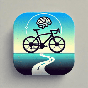 Thumbnail for bike guides showing a bike silhouette with a brain symbol and path.