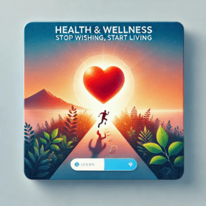 Health & Wellness thumbnail with a heart, footprints, and nature elements against a sunrise.