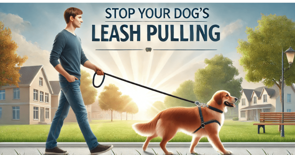 Dog calmly walking beside owner with a slack leash, demonstrating no leash pulling behaviour.