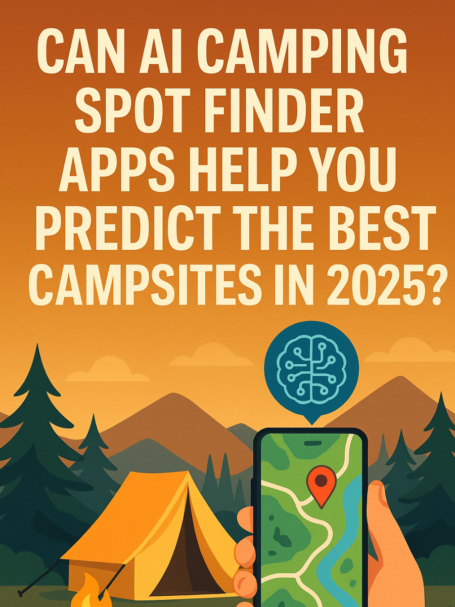 Illustration of AI camping spot finder guiding to an ideal campsite