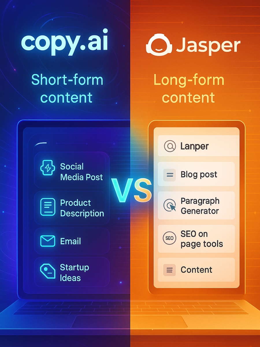 Copy.ai vs Jasper AI writing tools comparison 2025
